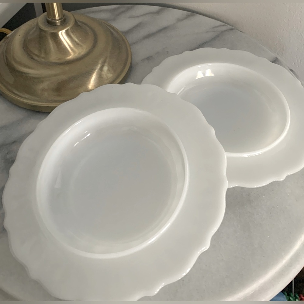 Vintage White Milk Glass Ashtray Trinket Dish Planter Base Catchall Decorative